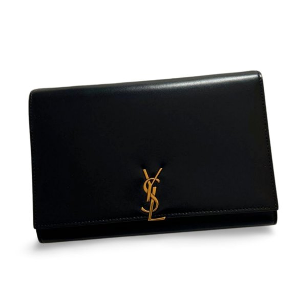 AUTHENTIC - Saint Laurent YSL Monogram Wallet W/O CHAIN STRAP* in Smooth Leather - Picture 1 of 4